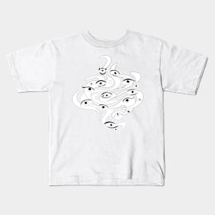 Psyhodelical Pattern with Thousand Ees Looking Into the Soul, Vampire and Witchcraft Vibes Kids T-Shirt